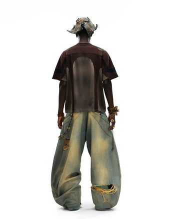 Personsoul Mythical Beast Motif Patchwork T-Shirt