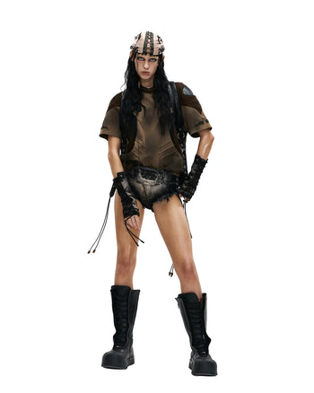 Personsoul Embroidered Mythical Beast Motif Bikini Bottom In Black