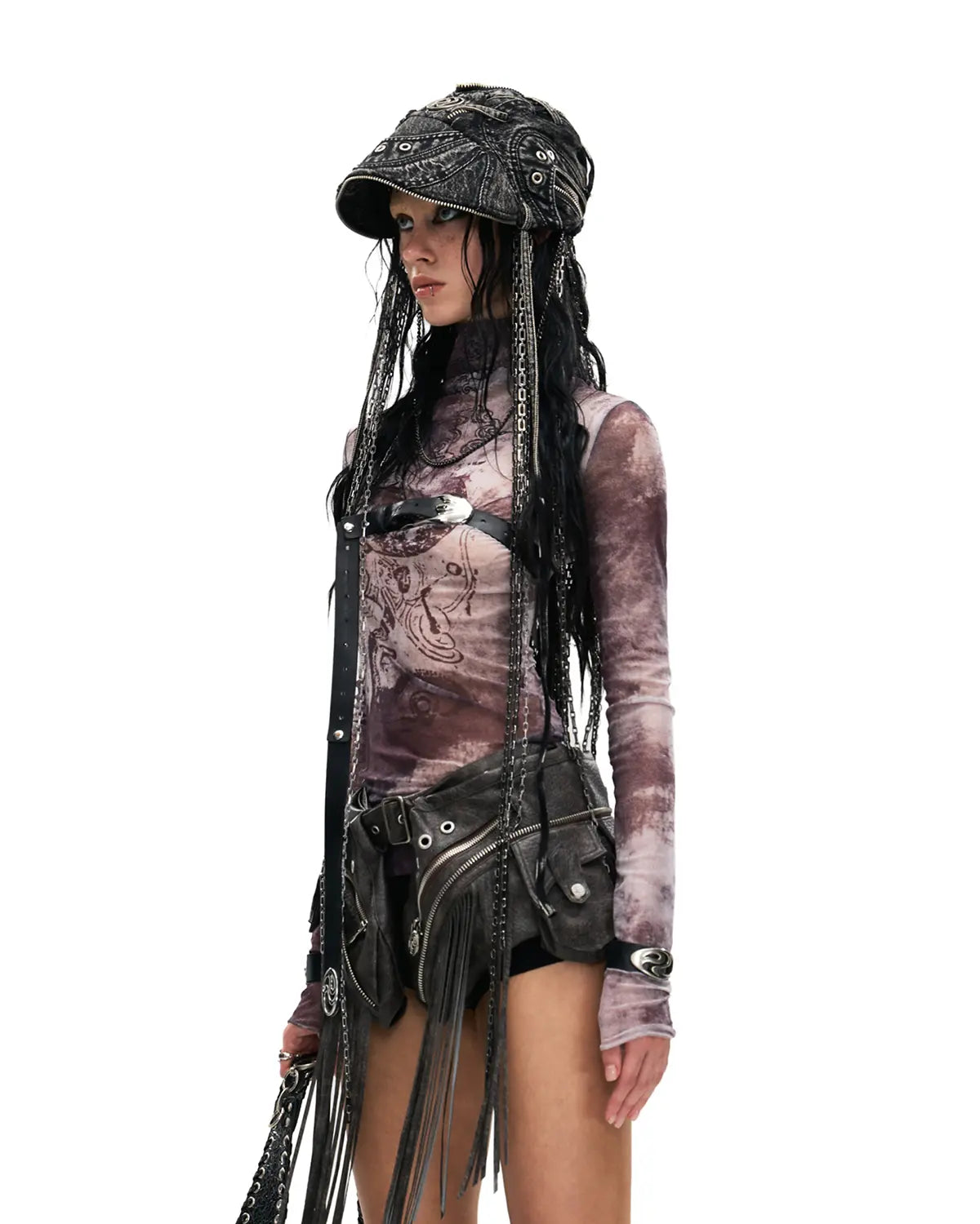 Personsoul 'Nuwa Mending the Sky' Printed Sheer Mesh T-Shirt