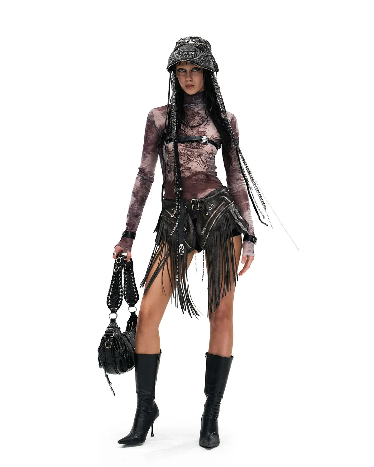 Personsoul 'Nuwa Mending the Sky' Printed Sheer Mesh T-Shirt