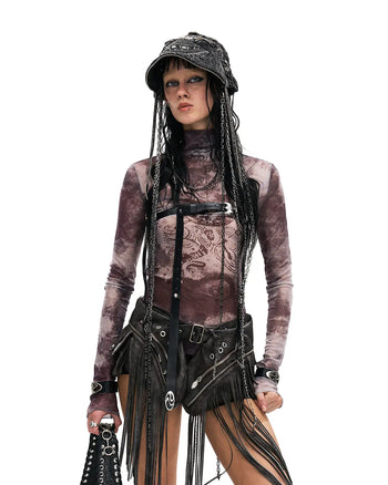 Personsoul 'Nuwa Mending the Sky' Printed Sheer Mesh T-Shirt