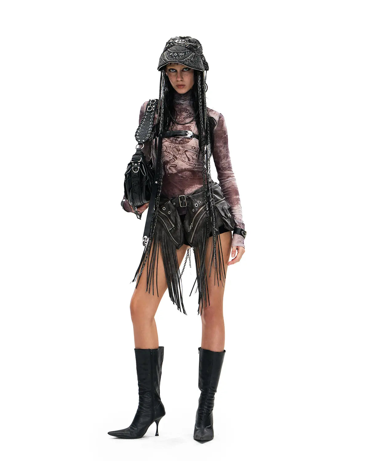 Personsoul 'Nuwa Mending the Sky' Printed Sheer Mesh T-Shirt