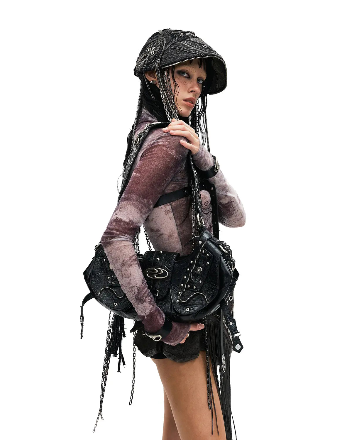 Personsoul 'Nuwa Mending the Sky' Printed Sheer Mesh T-Shirt