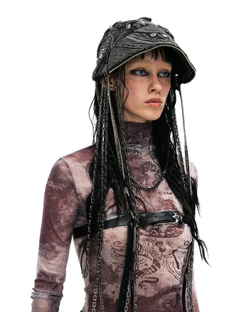 Personsoul 'Nuwa Mending the Sky' Printed Sheer Mesh T-Shirt