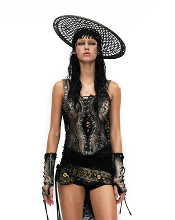Personsoul Denim and Lace Patchwork Camisole