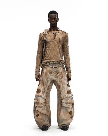 Personsoul Deconstructed Faux-Layer Long-Sleeve T-Shirt In Brown