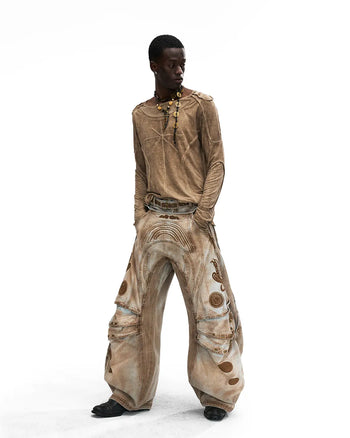 Personsoul Deconstructed Faux-Layer Long-Sleeve T-Shirt In Brown