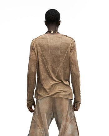 Personsoul Deconstructed Faux-Layer Long-Sleeve T-Shirt In Brown
