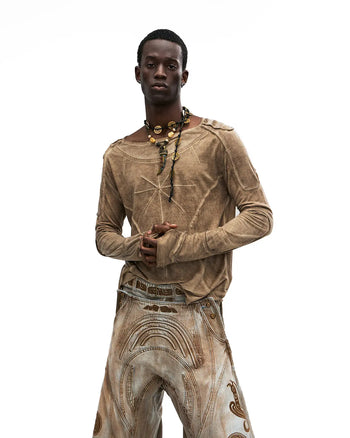 Personsoul Deconstructed Faux-Layer Long-Sleeve T-Shirt In Brown