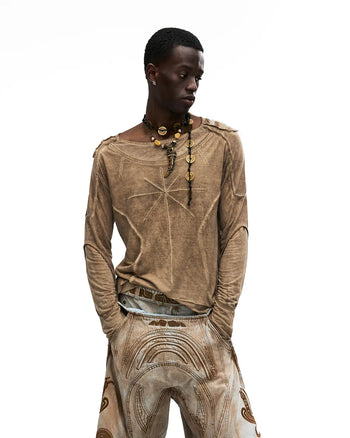 Personsoul Deconstructed Faux-Layer Long-Sleeve T-Shirt In Brown