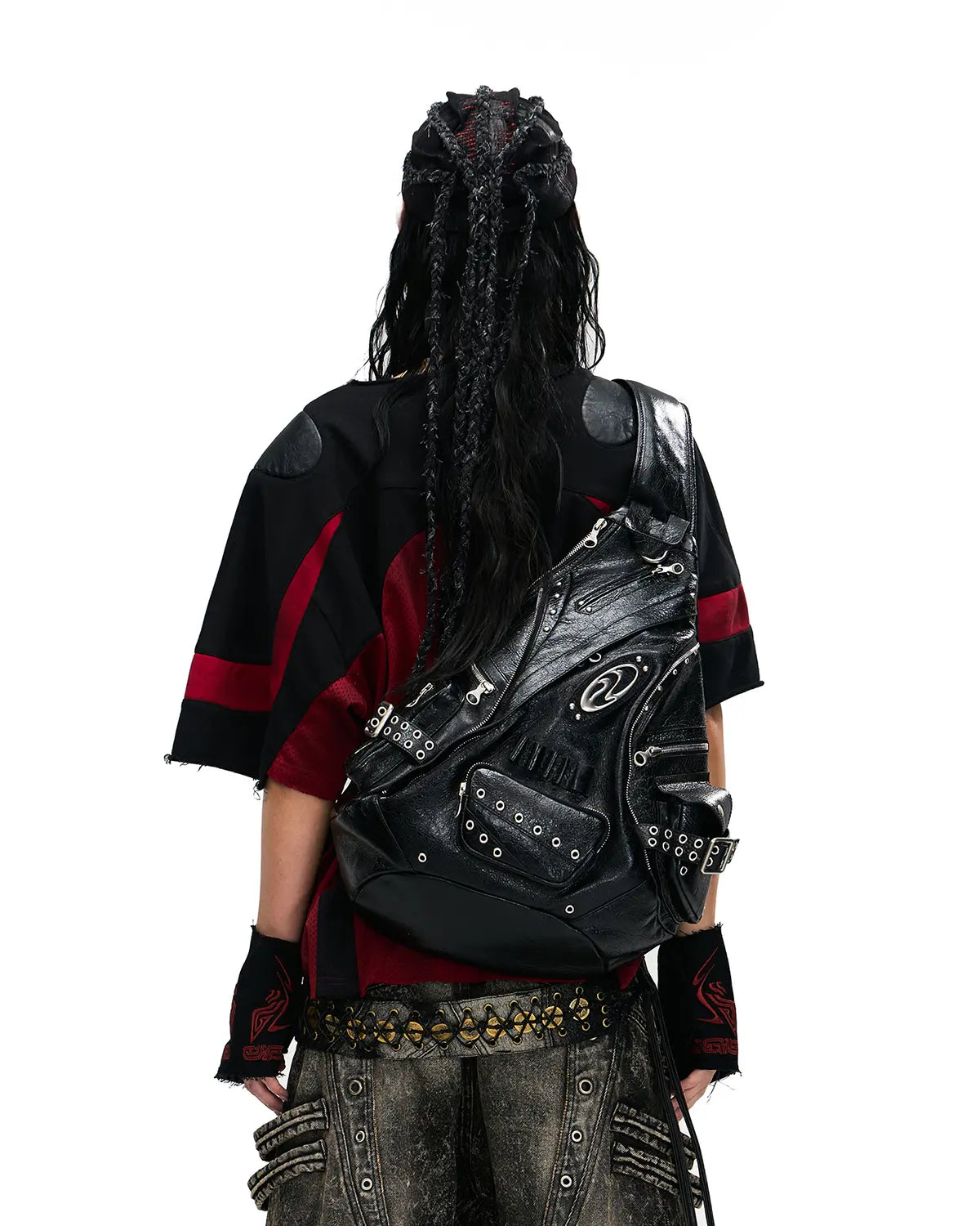 Personsoul Mythical Beast Motif Patchwork T-Shirt In Red