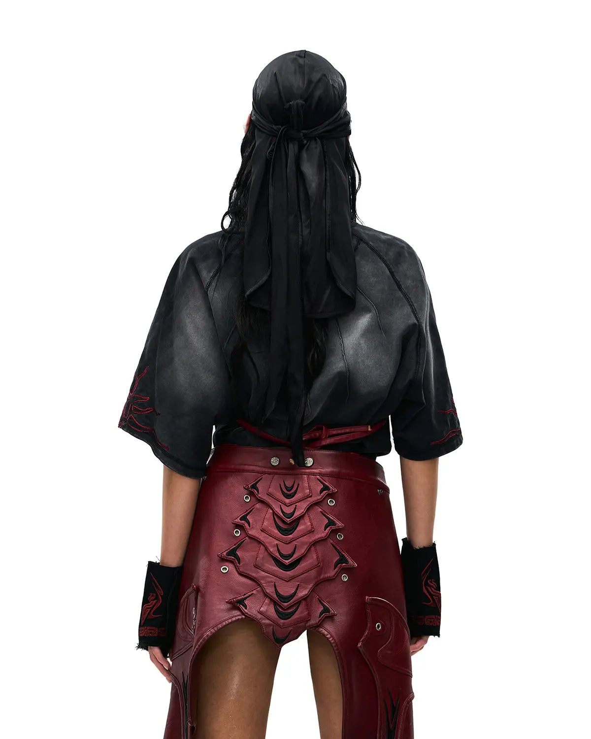 Personsoul Embroidered Mythical Beast Motif Bikini Top In Red