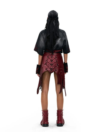 Personsoul Embroidered Mythical Beast Motif Bikini Top In Red