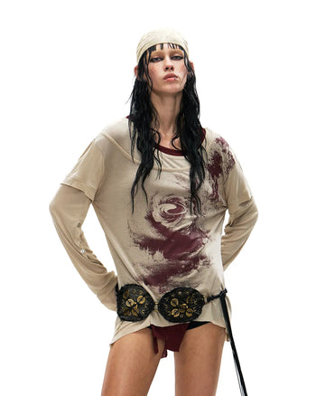 Personsoul Pangu Primordial Print Faux-Layer T-Shirt