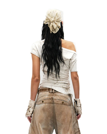 Personsoul Phoenix Motif One-Shoulder T-Shirt