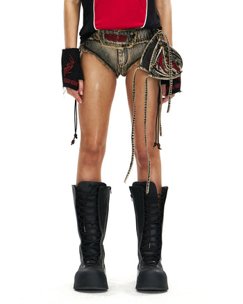 Personsoul Embroidered Mythical Beast Motif Bikini Bottom In Brown