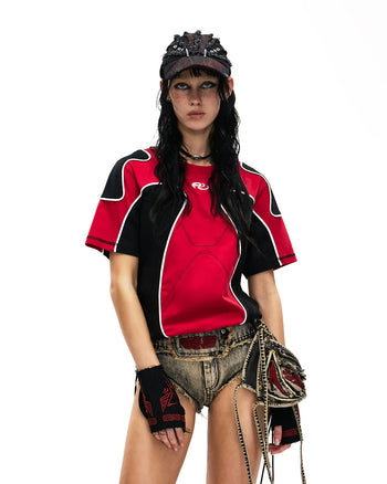 Personsoul Cooling Fitted Racing T-Shirt In Red