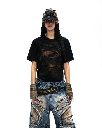 Personsoul Bagua Fuxi Printed T-Shirt In Black