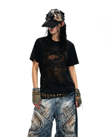 Personsoul Bagua Fuxi Printed T-Shirt In Black