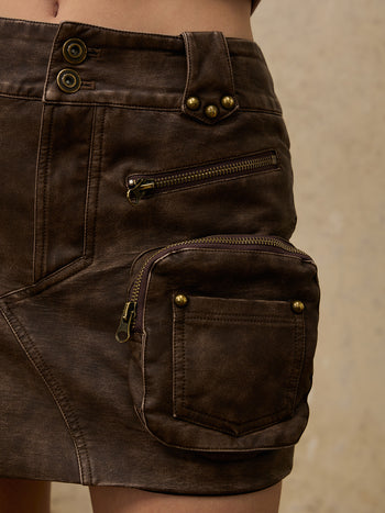 Personsoul Leather Mini Skirt