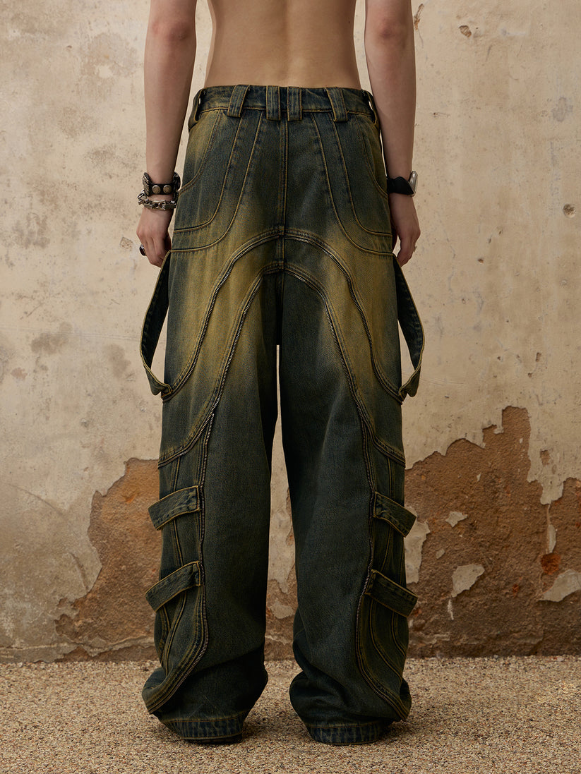 Personsoul Washing Gradient Denim Jeans