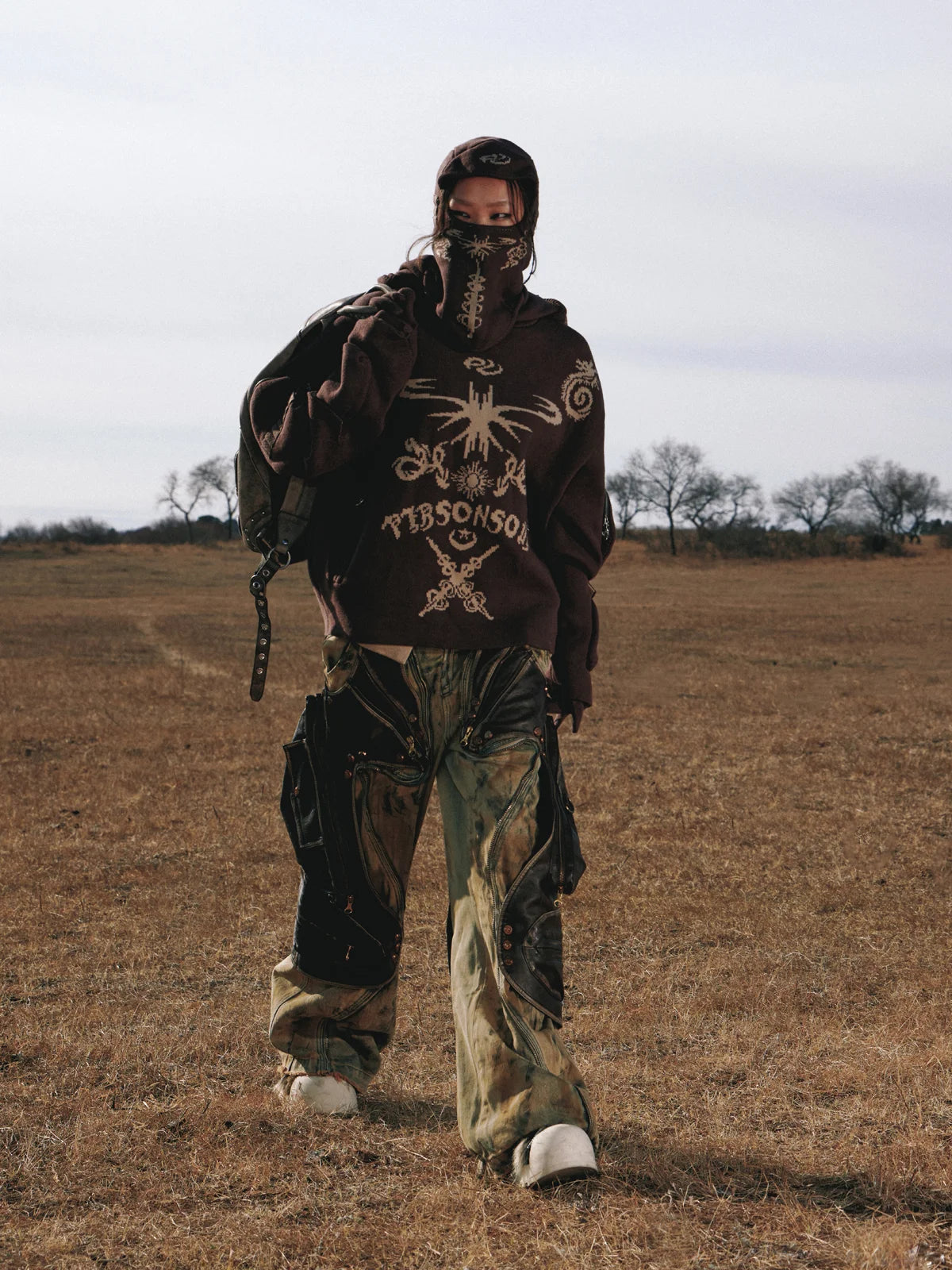 Personsoul Totem Hoodie Sweater with Face Mask