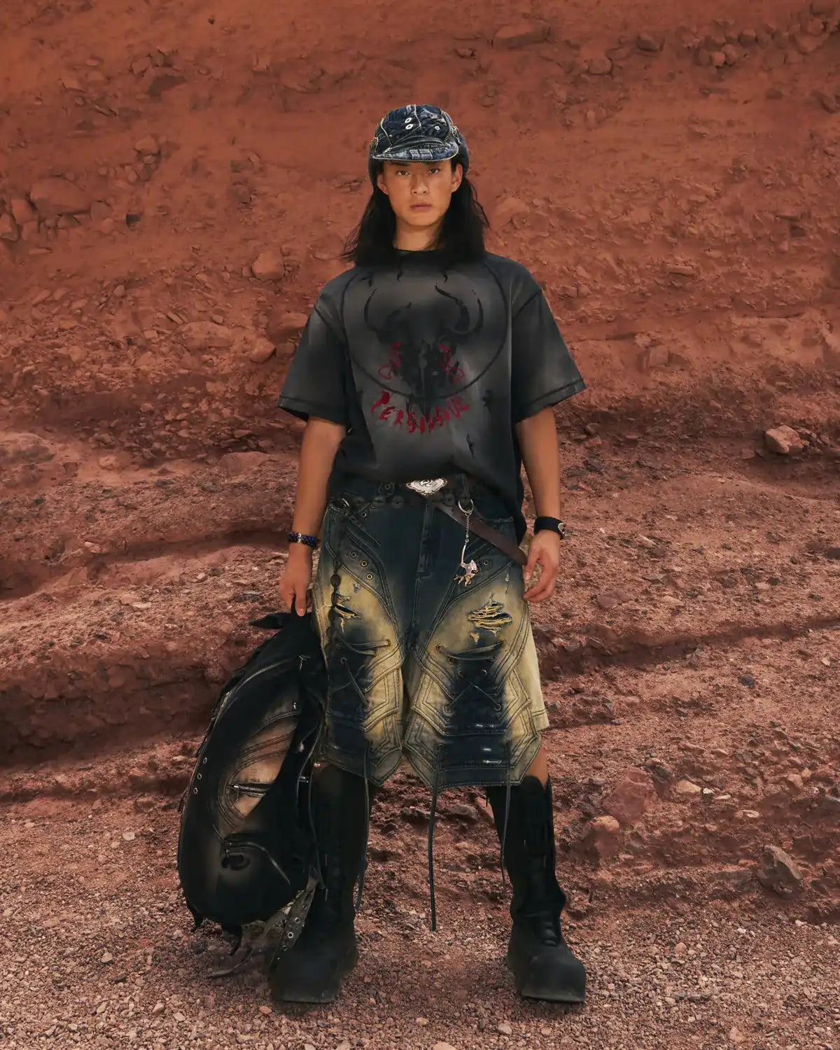 Personsoul Scaled Corded Denim Shorts