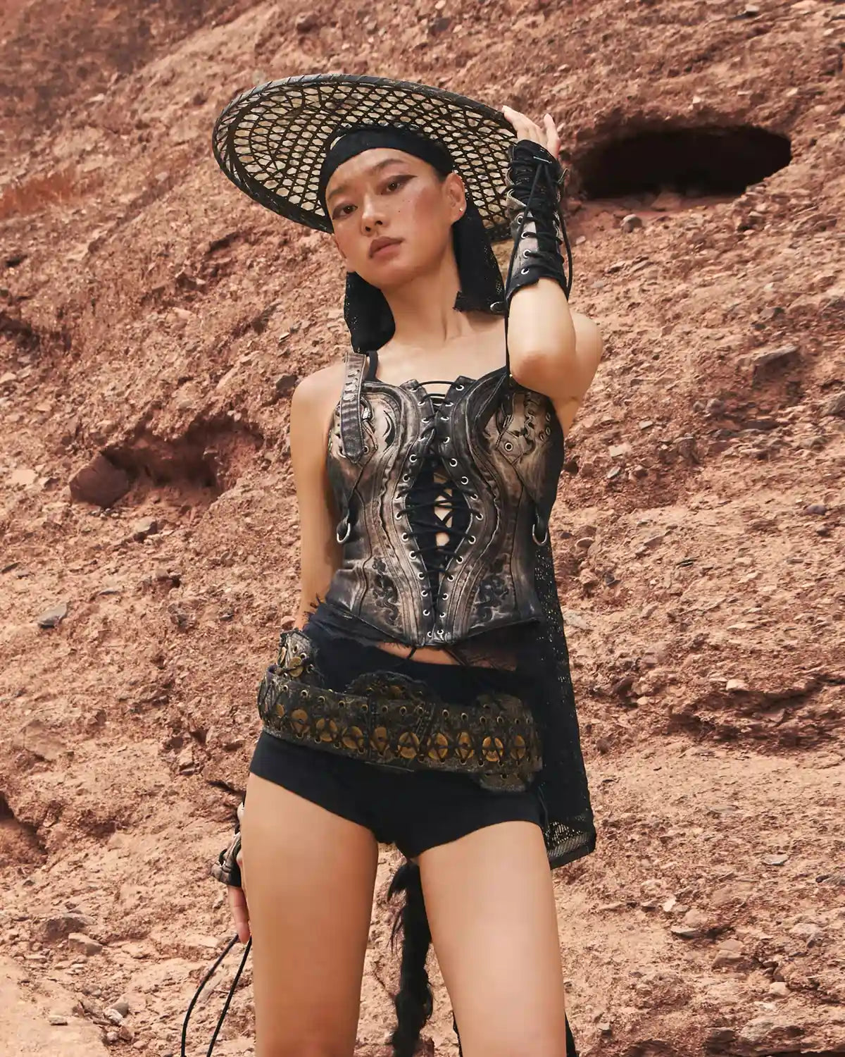 Personsoul Denim and Lace Patchwork Camisole