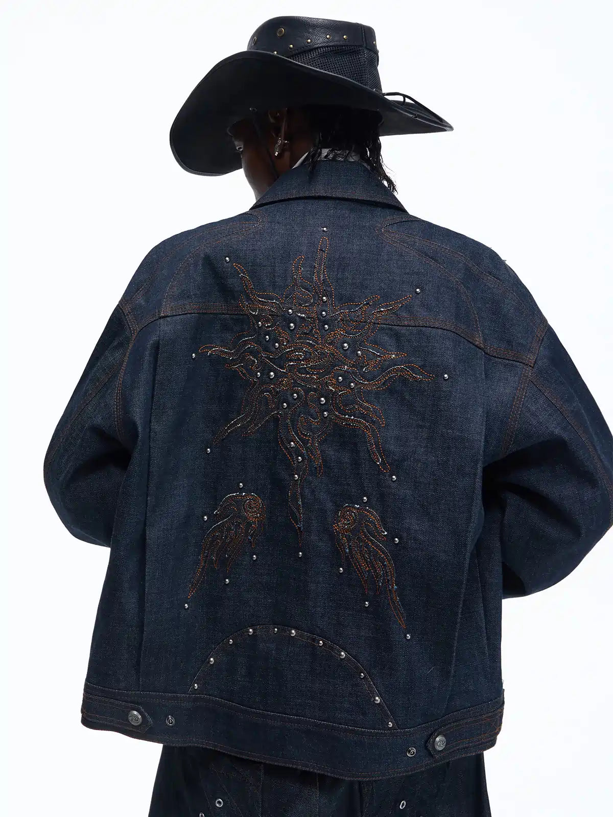 Raw Denim Patch Embroidered Jacket