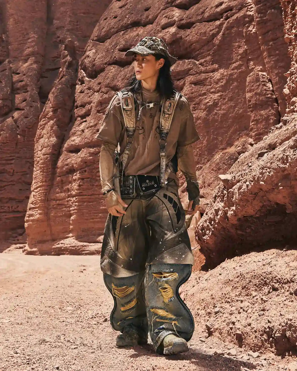 Personsoul Wavy Detachable Racing Denim Jeans