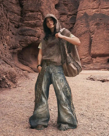 Personsoul Bagua Print Hooded Vest