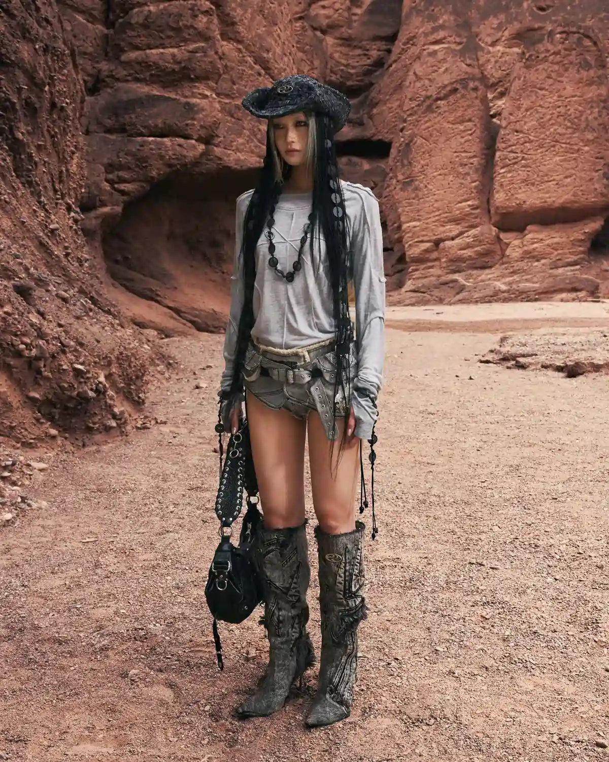 Personsoul Embroidered Mythical Beast Motif Bikini Bottom