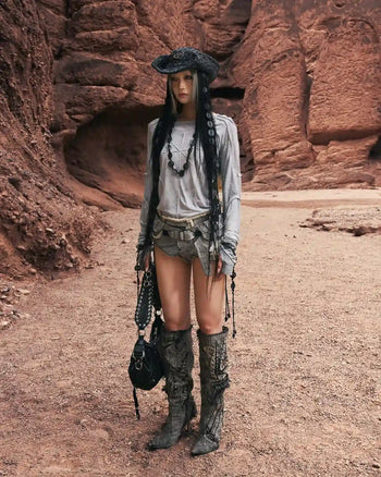 Personsoul Embroidered Mythical Beast Motif Bikini Bottom