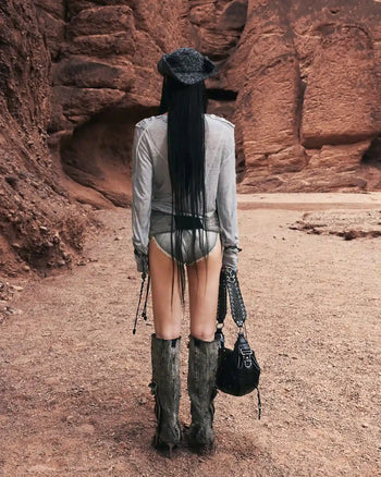 Personsoul Embroidered Mythical Beast Motif Bikini Bottom