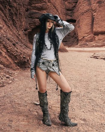 Personsoul Embroidered Mythical Beast Motif Bikini Bottom