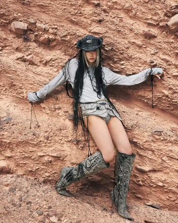 Personsoul Embroidered Mythical Beast Motif Bikini Bottom