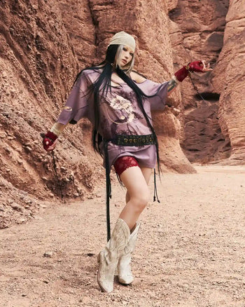 Personsoul Ink-Wash Distressed One-Shoulder T-Shirt