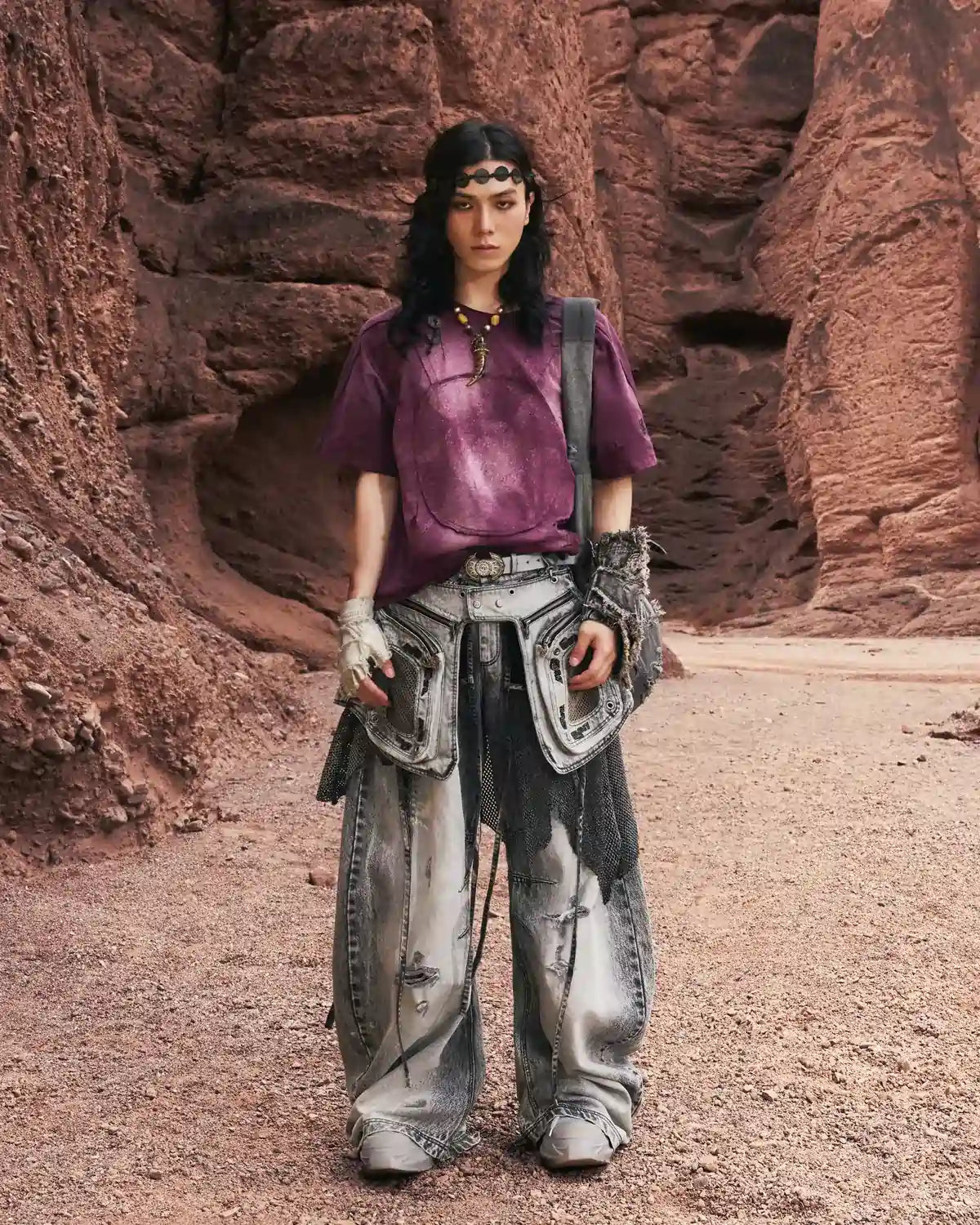 Personsoul Laser-Distressed Sun TotemT-Shirt