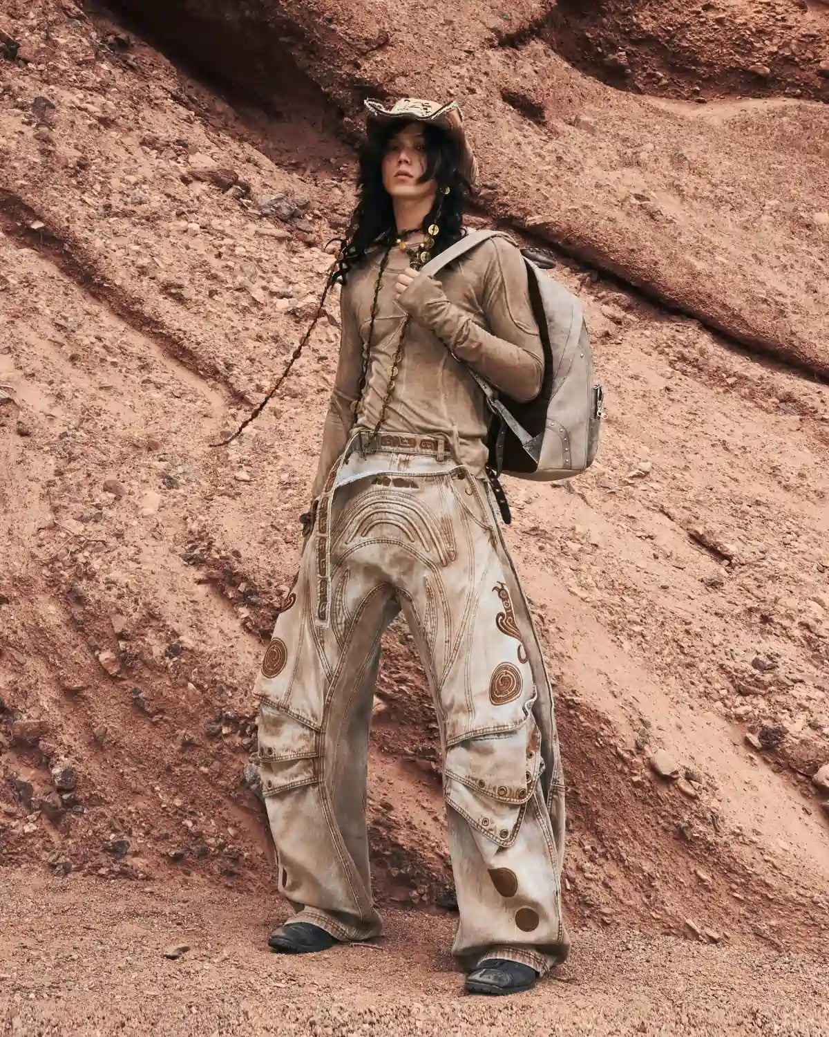 Personsoul Deconstructed Faux-Layer Long-Sleeve T-Shirt In Brown