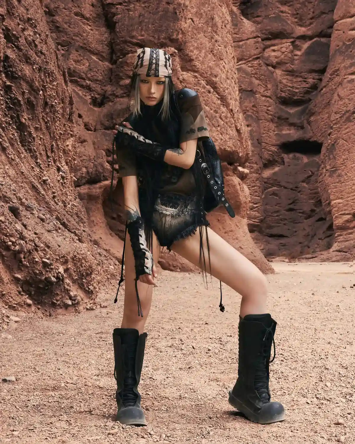 Personsoul Embroidered Mythical Beast Motif Bikini Bottom In Black