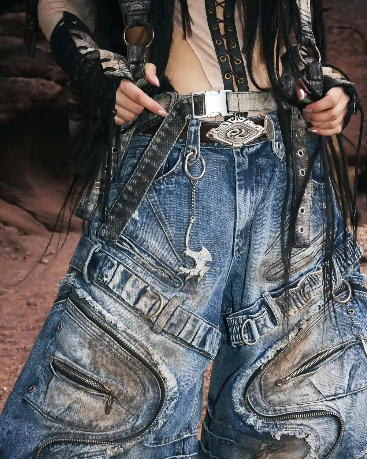 Personsoul Vintage Alloy Pangu Axe-Shaped Pendant