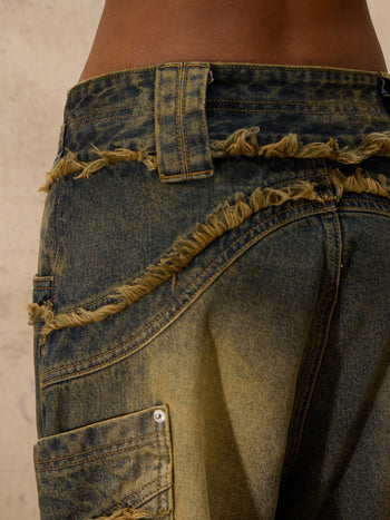 Personsoul Destructive  Denim Retro Blue Jeans