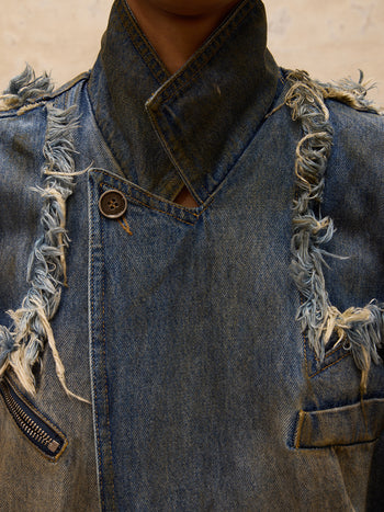 Personsoul Dirty Trench Denim Coat