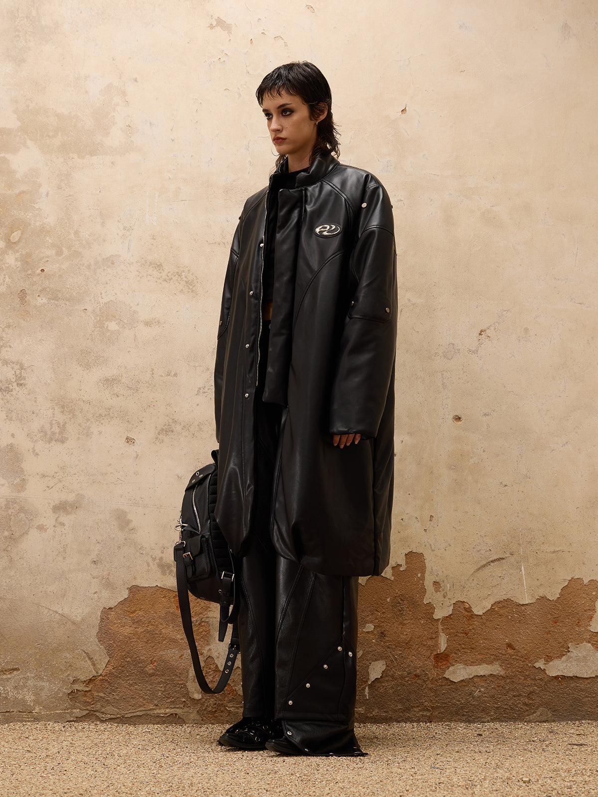 Personsoul Mid Faux-Leather Coat