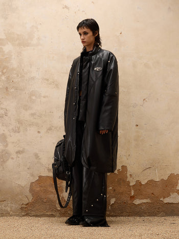 Personsoul Mid Faux-Leather Coat