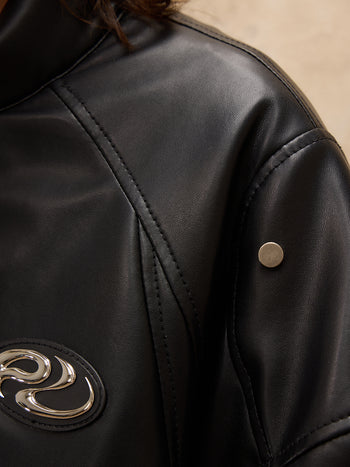 Personsoul Mid Faux-Leather Coat