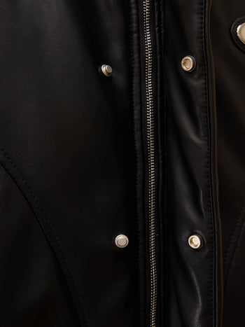 Personsoul Mid Faux-Leather Coat