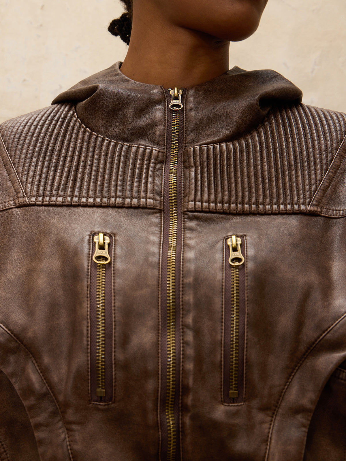 Personsoul Retro Blouson Leather Jacket