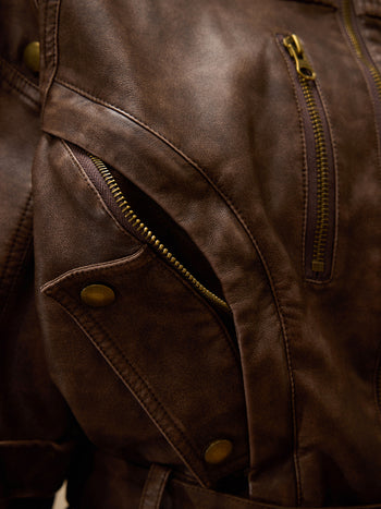 Personsoul Retro Blouson Leather Jacket