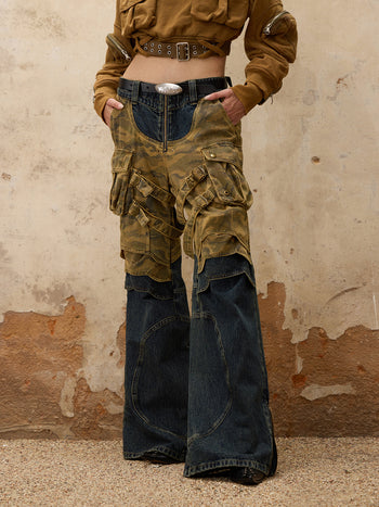 Personsoul Splicing Denim Jeans